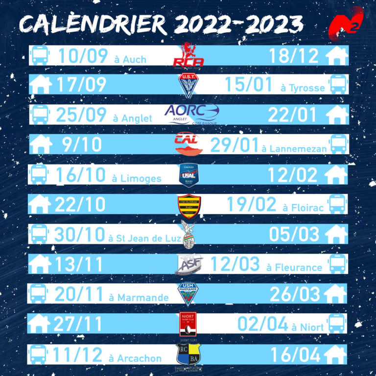 calendrier CAP Nationale2